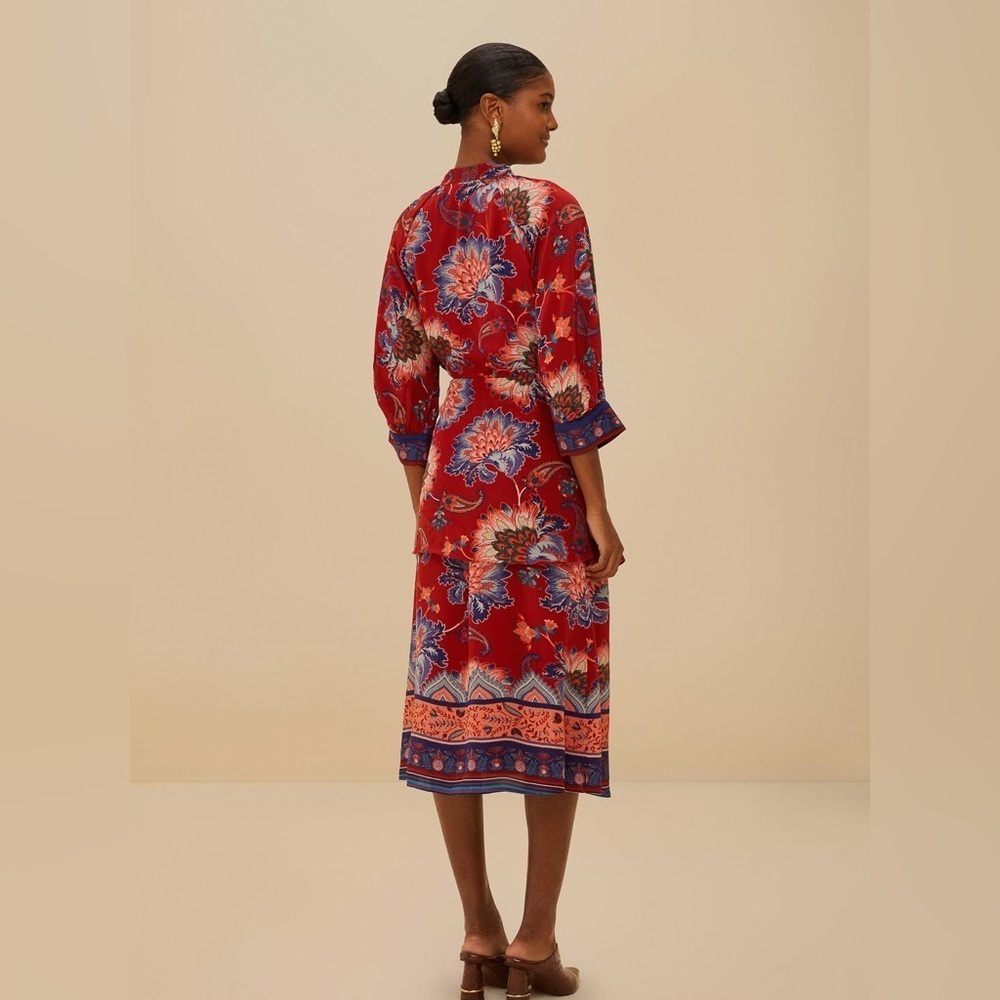 Farm Rio: Luang Red Maxi Dress with blue scarves - Mty - Picture 12 of 15